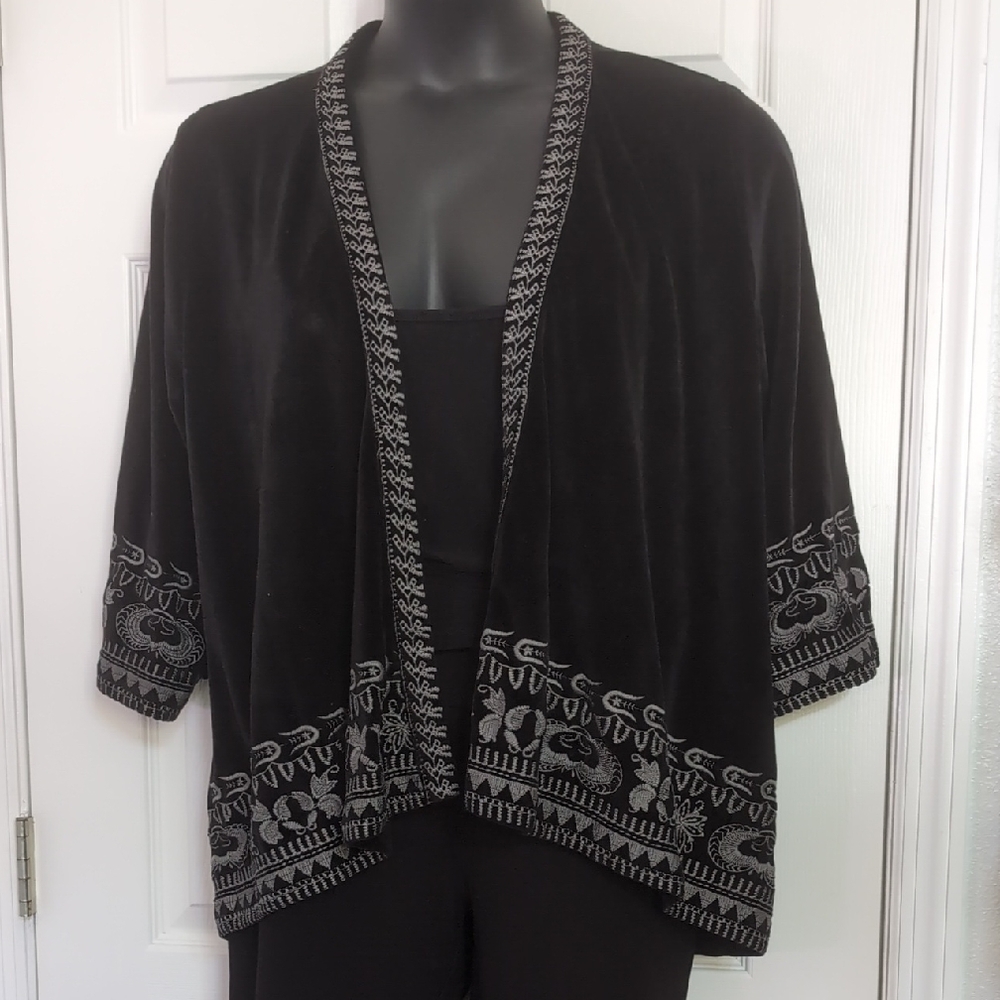 Black Embellished Open Front Cardigan